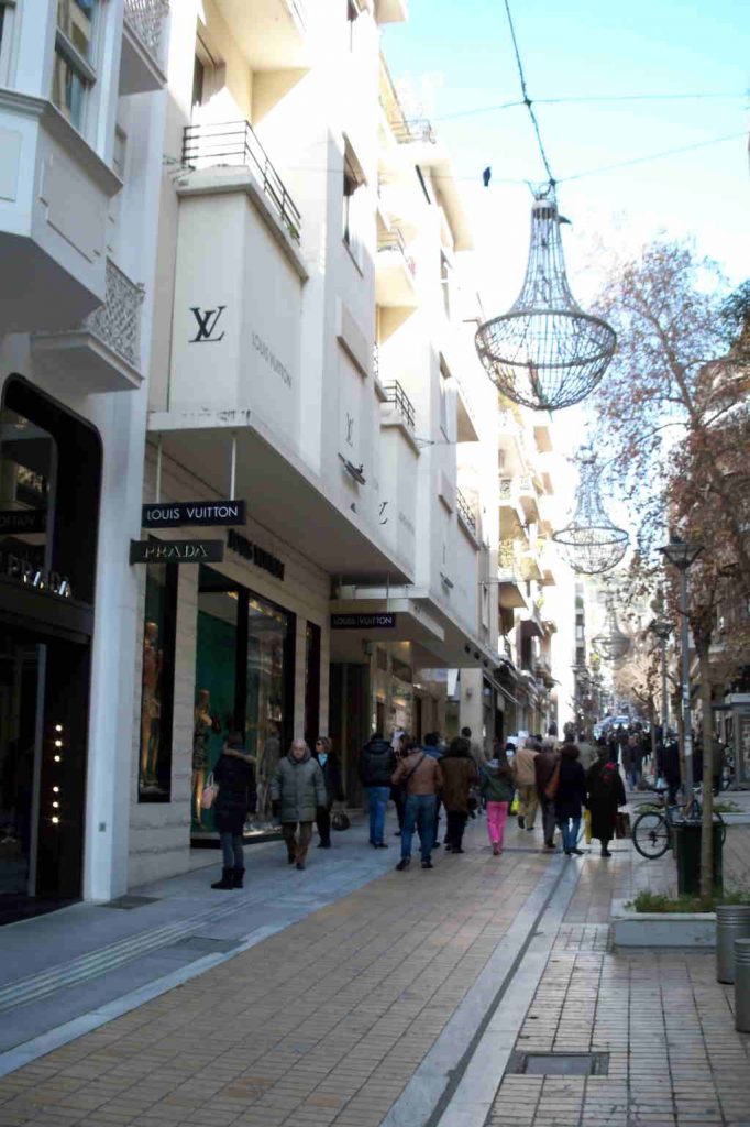 Voukourestiou Street in Kolonaki, Athens