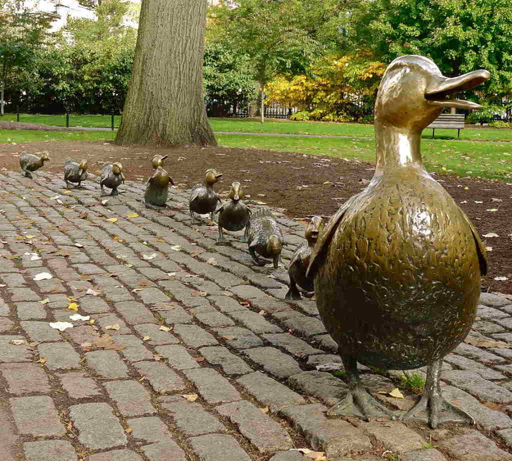 "Make Way for Ducklings" statues at the Boston Public Garden
